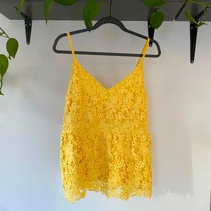 Ricki’s Crop Top Tank Lace Yellow Spaghetti Straps Short - size Large